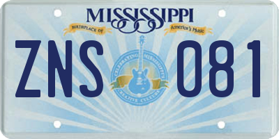 MS license plate ZNS081