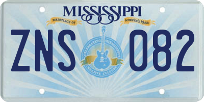 MS license plate ZNS082