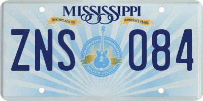 MS license plate ZNS084