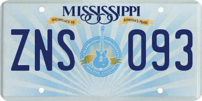 MS license plate ZNS093