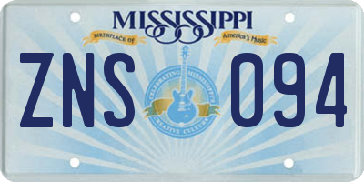 MS license plate ZNS094