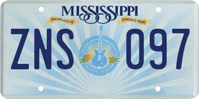 MS license plate ZNS097