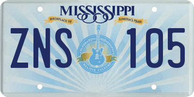 MS license plate ZNS105
