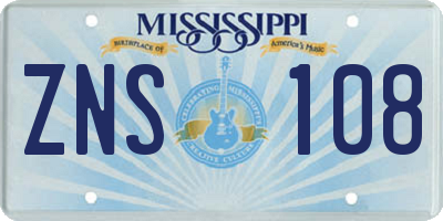 MS license plate ZNS108