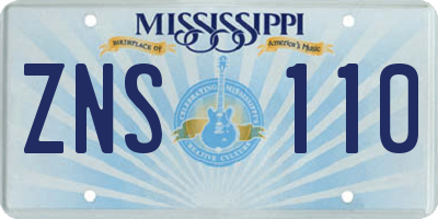 MS license plate ZNS110