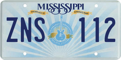 MS license plate ZNS112