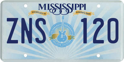 MS license plate ZNS120