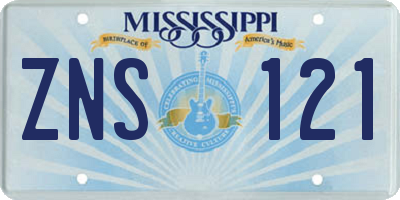 MS license plate ZNS121
