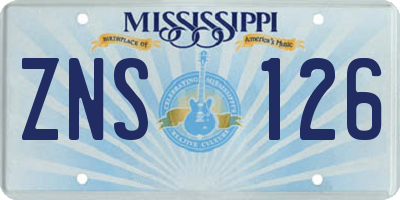 MS license plate ZNS126