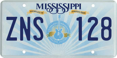 MS license plate ZNS128