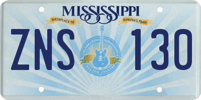MS license plate ZNS130