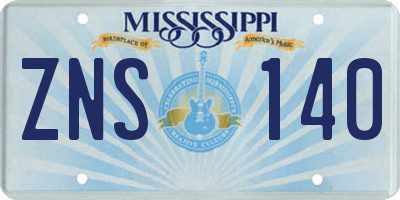 MS license plate ZNS140