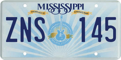 MS license plate ZNS145