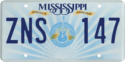 MS license plate ZNS147