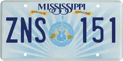 MS license plate ZNS151