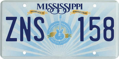 MS license plate ZNS158