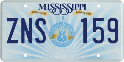 MS license plate ZNS159