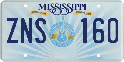 MS license plate ZNS160