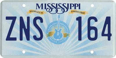 MS license plate ZNS164