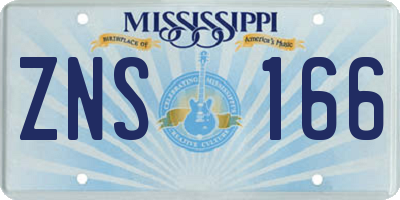 MS license plate ZNS166