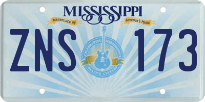 MS license plate ZNS173