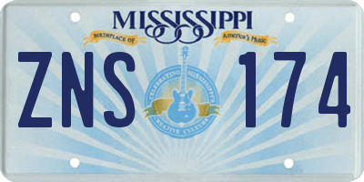 MS license plate ZNS174