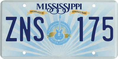 MS license plate ZNS175