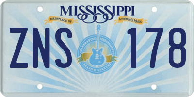 MS license plate ZNS178