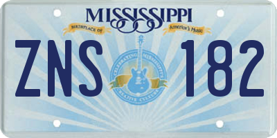 MS license plate ZNS182