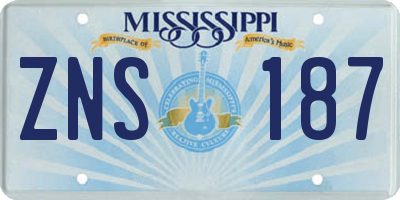 MS license plate ZNS187
