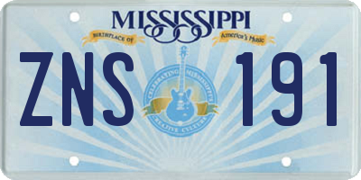MS license plate ZNS191