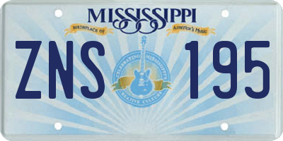 MS license plate ZNS195