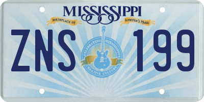 MS license plate ZNS199