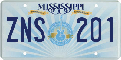 MS license plate ZNS201