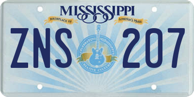 MS license plate ZNS207