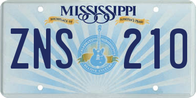 MS license plate ZNS210