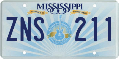 MS license plate ZNS211