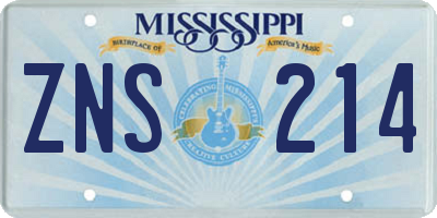 MS license plate ZNS214