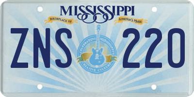 MS license plate ZNS220