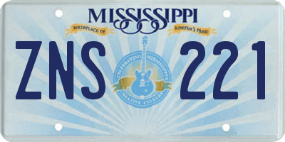 MS license plate ZNS221