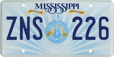 MS license plate ZNS226