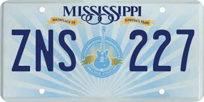 MS license plate ZNS227