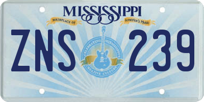 MS license plate ZNS239