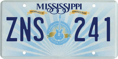 MS license plate ZNS241