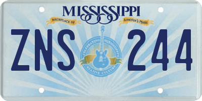 MS license plate ZNS244