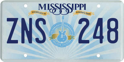 MS license plate ZNS248