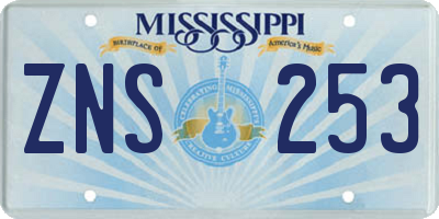 MS license plate ZNS253