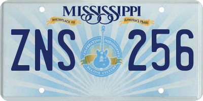 MS license plate ZNS256