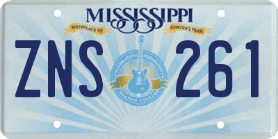 MS license plate ZNS261