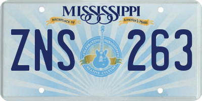 MS license plate ZNS263